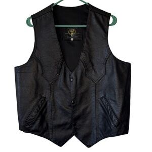Men's El Forastero Black Leather Vest Size 46